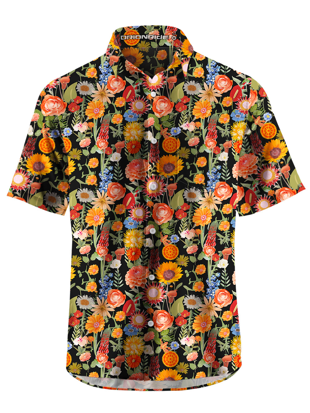 Orionride Dance Of Flowers Zipper Pockets Ultra Lightweight Short Sleeves Gravel Shirt