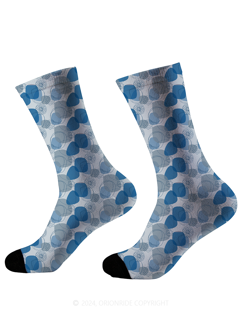 Orionride Blue Abstract Geometric Cycling Socks