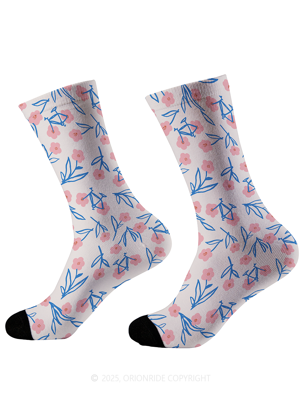 Orionride Pink Flower Bicycle Cycling Socks