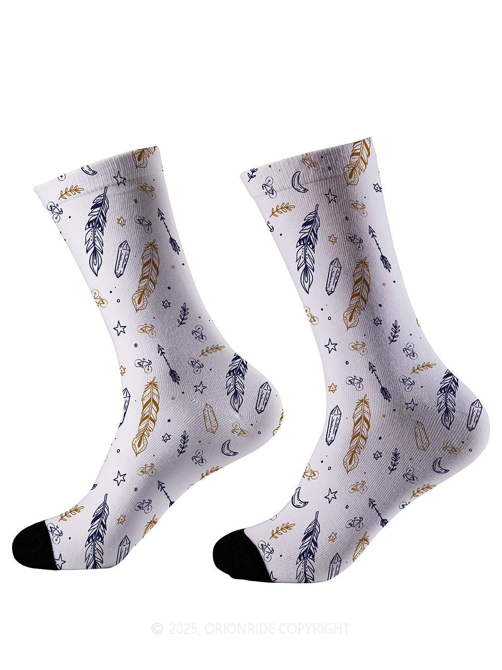 Orionride Feather Print Cycling Socks