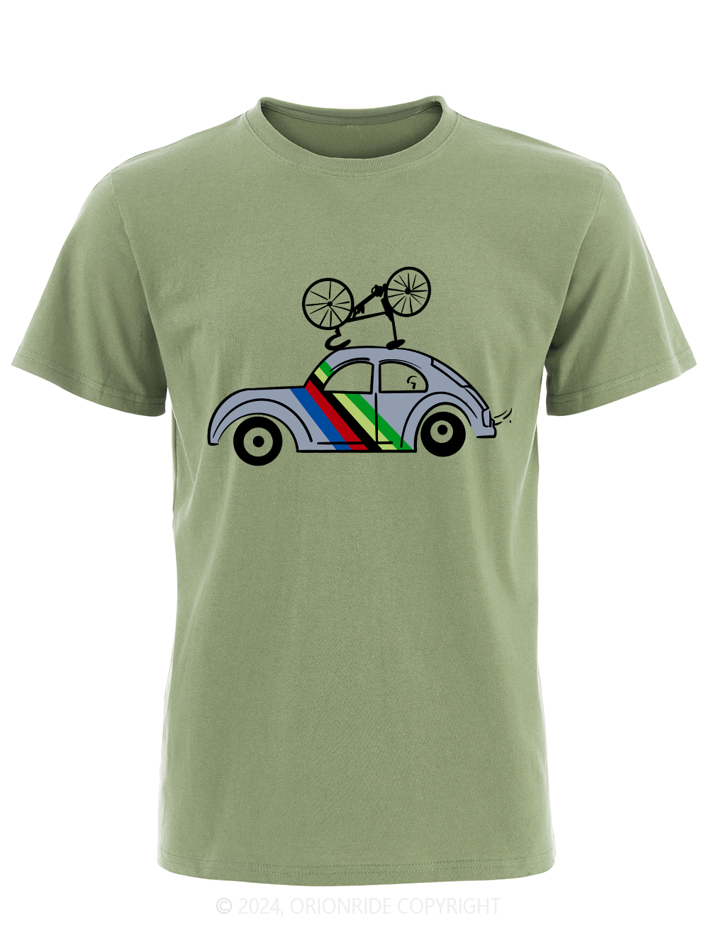 Orionride Short Sleeves Gray Striped Car Bike T-Shirt