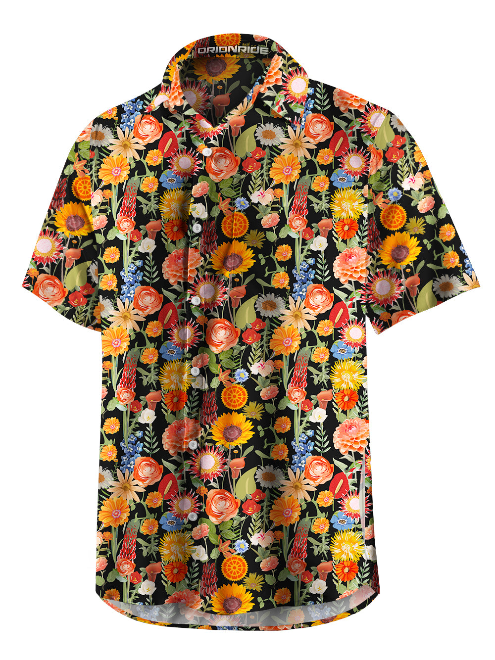 Orionride Dance Of Flowers Zipper Pockets Ultra Lightweight Short Sleeves Gravel Shirt