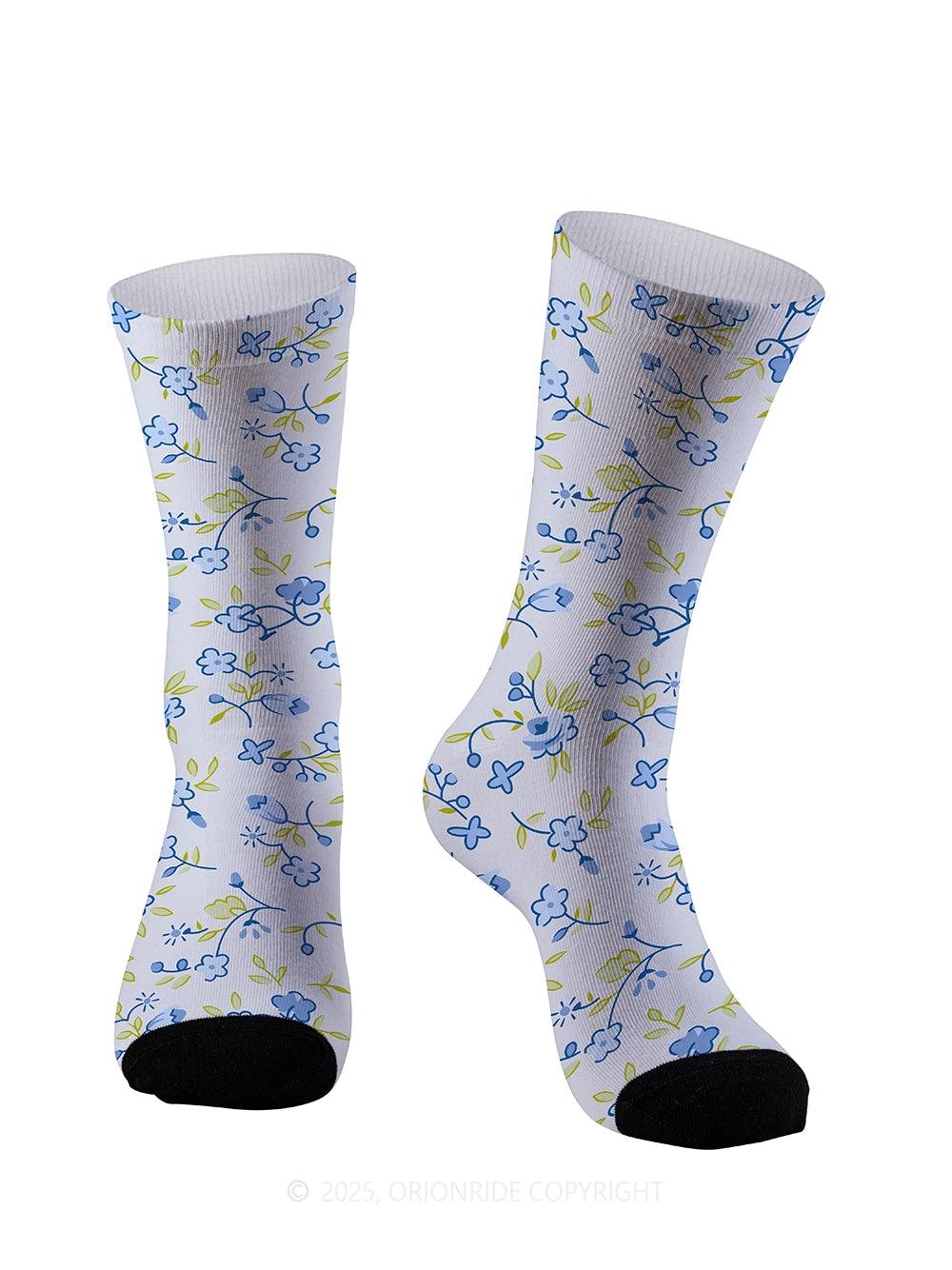 Orionride Blue Flower Bicycle Cycling Socks