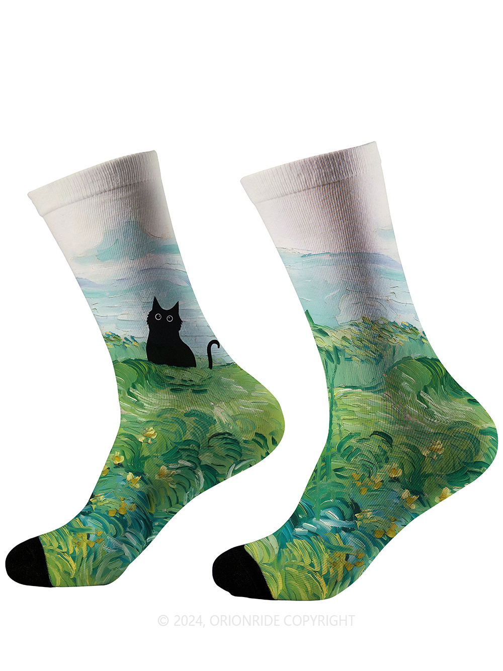 Orionride Oil Painting Kitten Cycling Socks