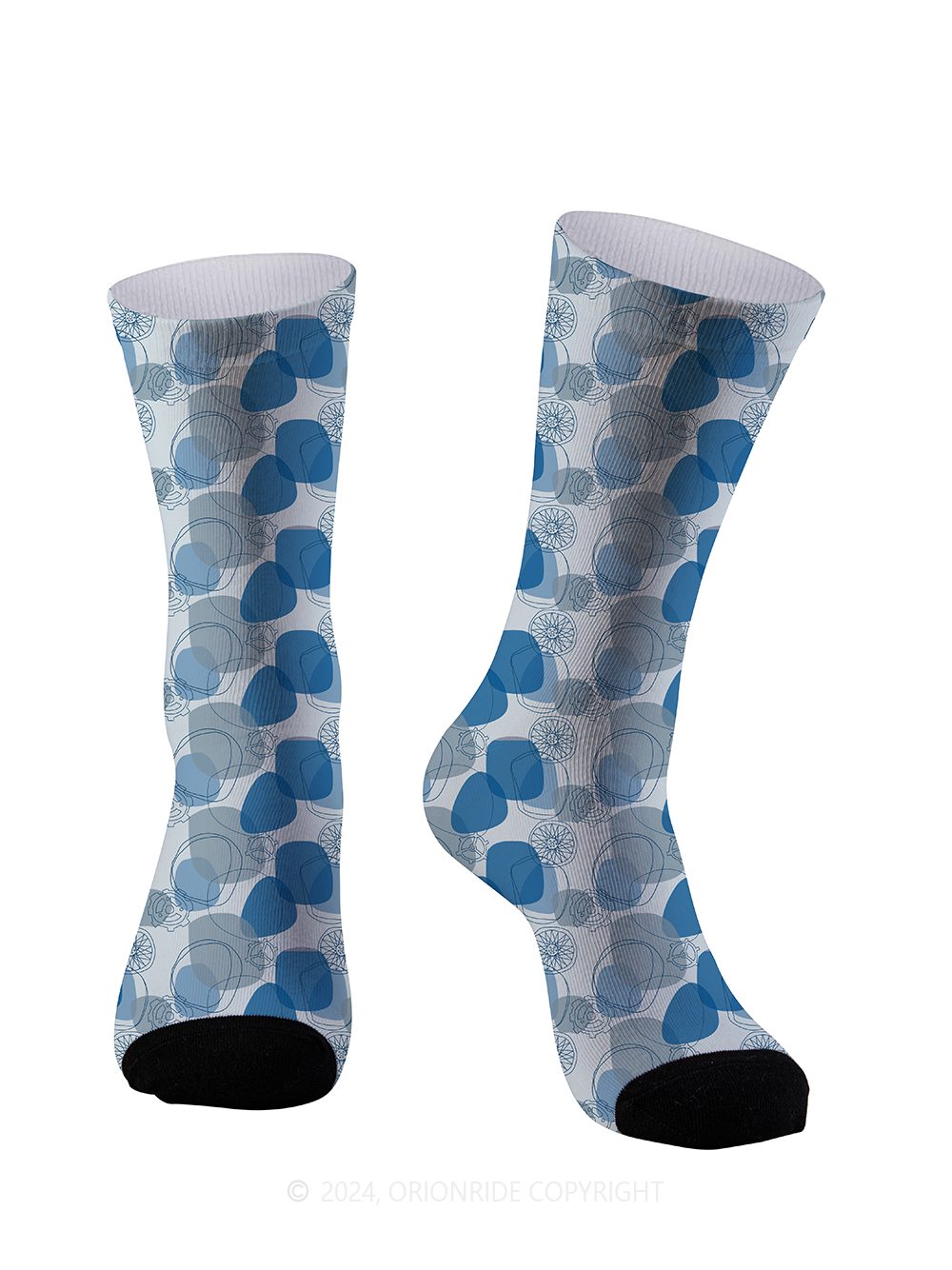 Orionride Blue Abstract Geometric Cycling Socks