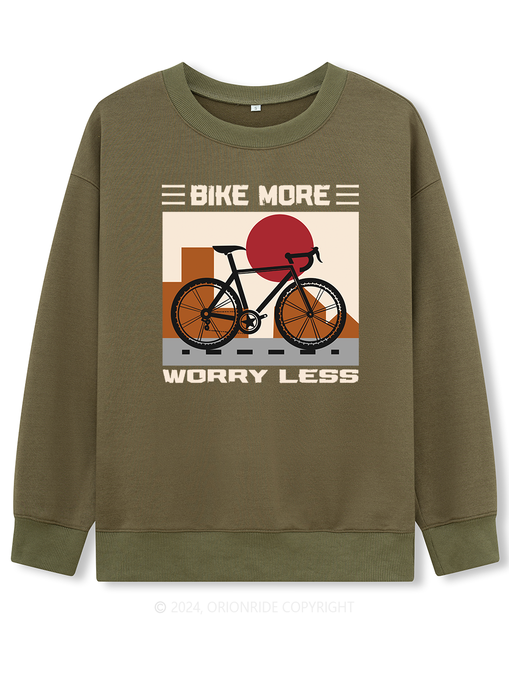 Orionride Long Sleeves Bike More Worry Less Bike Sweatshirts